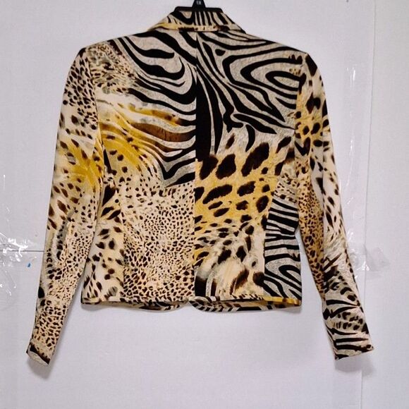 A Leslie Fay Vintage Women's Blazer Jacket Animal Print Office Siren Corpcore 8 - Picture 8 of 8